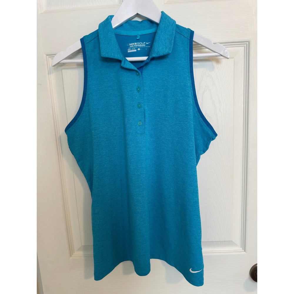 Nike Golf Dri-FIT Sleeveless‎ Polo Shirt Blue Women's Large